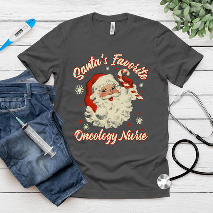 Santa's Favorite Oncology Nurse Vintage Christmas Chemo T-Shirt