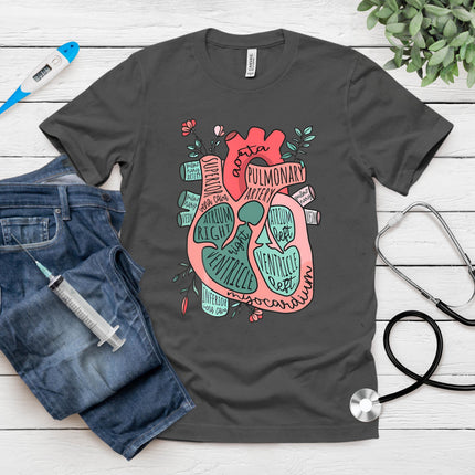 Anatomical Heart Cvicu Cardiac Nurse -Cardiology Human Heart T-Shirt