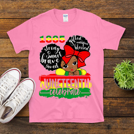 Black Girl Juneteenth 1865 Celebrate Indepedence Day Kids T-Shirt