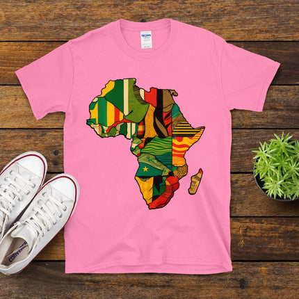 Africa Map African Kente Cloth Print Juneteenth Men Women T-Shirt