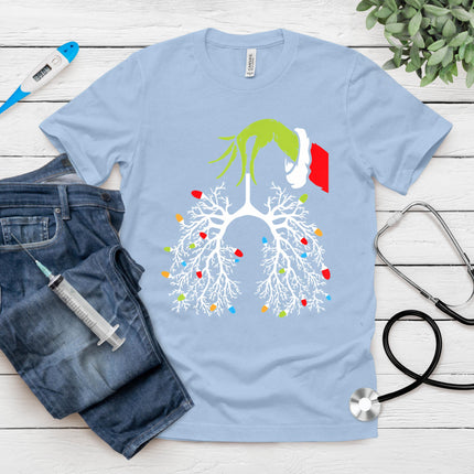 Christmas Nurse Lung Xmas Lights Funny Pulmonologist Xmas T-Shirt