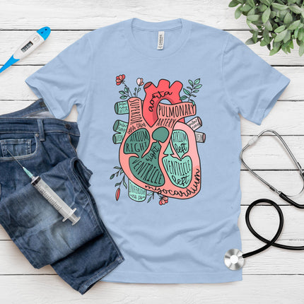 Anatomical Heart Cvicu Cardiac Nurse -Cardiology Human Heart T-Shirt