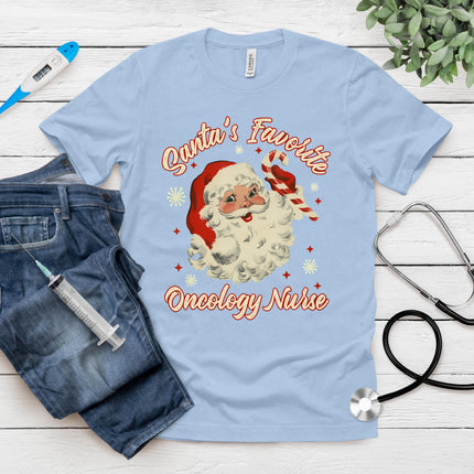 Santa's Favorite Oncology Nurse Vintage Christmas Chemo T-Shirt