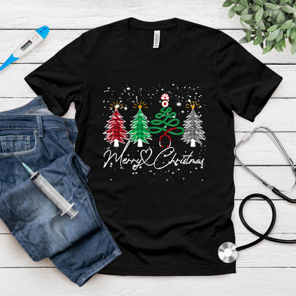 Nurse Christmas Tree Stethoscope Rn Lpn Scrub Nursing X-Mas T-Shirt