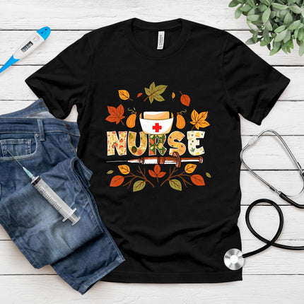 Autumn Fall Outfit Nurse Thankful Grateful Blessed T-Shirt