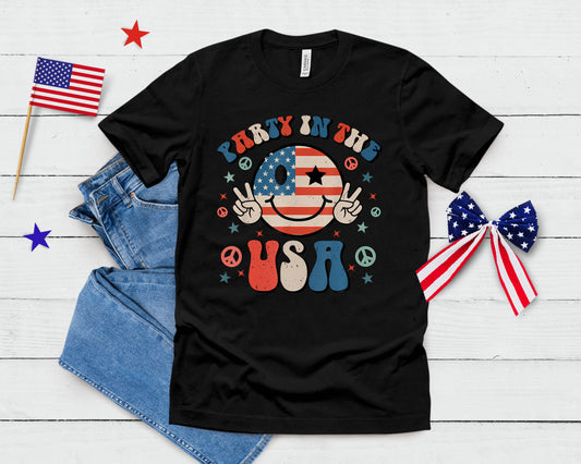 Party In The Usa 4th Of July Preppy Smile Kids Men Women T-Shirt