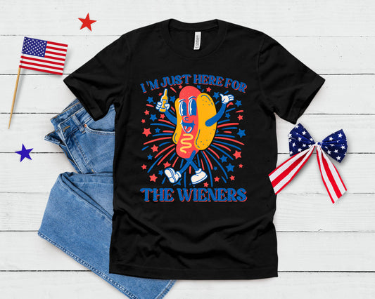 Hot Dog I'm Just Here For The Wieners 4th Of July T-Shirt