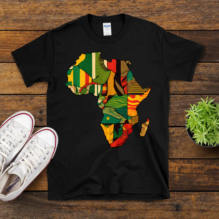 Africa Map African Kente Cloth Print Juneteenth Men Women T-Shirt
