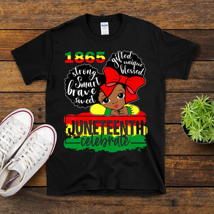 Black Girl Juneteenth 1865 Celebrate Indepedence Day Kids T-Shirt