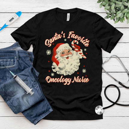 Santa's Favorite Oncology Nurse Vintage Christmas Chemo T-Shirt