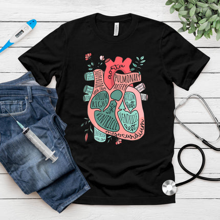 Anatomical Heart Cvicu Cardiac Nurse -Cardiology Human Heart T-Shirt
