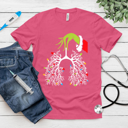 Christmas Nurse Lung Xmas Lights Funny Pulmonologist Xmas T-Shirt