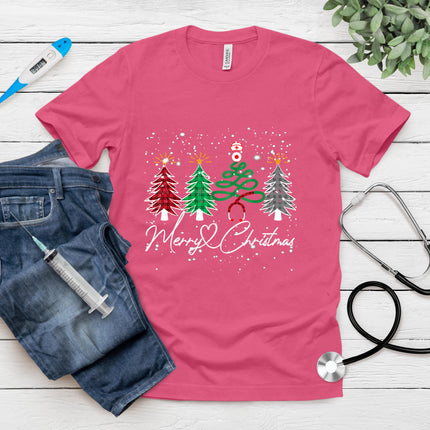 Nurse Christmas Tree Stethoscope Rn Lpn Scrub Nursing X-Mas T-Shirt