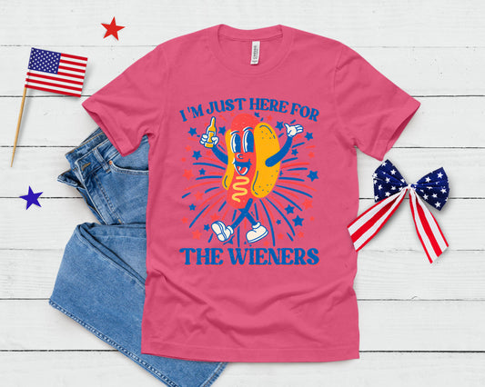 Hot Dog I'm Just Here For The Wieners 4th Of July T-Shirt