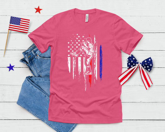 Baseball American Flag Pitcher Usa Pitching 4th Of July Gift T-Shirt