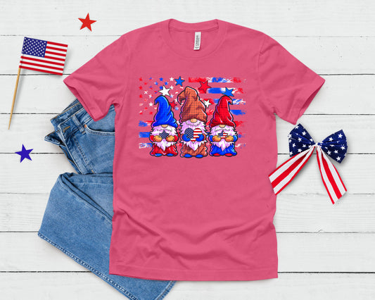 Gnomes 4th Of July Shirt Women Girls American Flag Stars T-Shirt