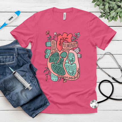 Anatomical Heart Cvicu Cardiac Nurse -Cardiology Human Heart T-Shirt