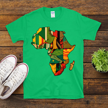Africa Map African Kente Cloth Print Juneteenth Men Women T-Shirt