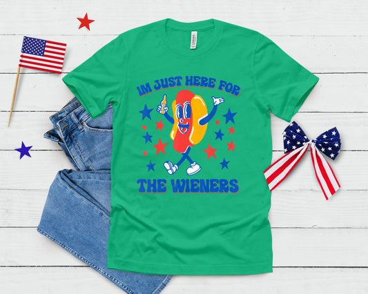 I'm Just Here For The Wieners Funny 4th Of July Hot-Dog T-Shirt