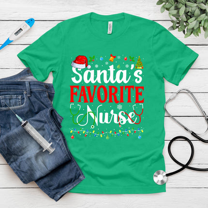 Santa's Favorite Nurse Christmas Nursing Christmas Nurse T-Shirt