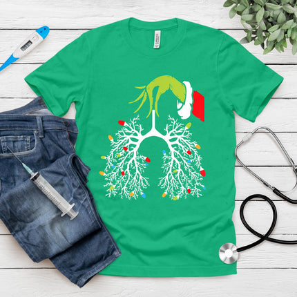 Christmas Nurse Lung Xmas Lights Funny Pulmonologist Xmas T-Shirt