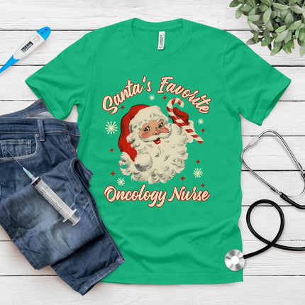 Santa's Favorite Oncology Nurse Vintage Christmas Chemo T-Shirt