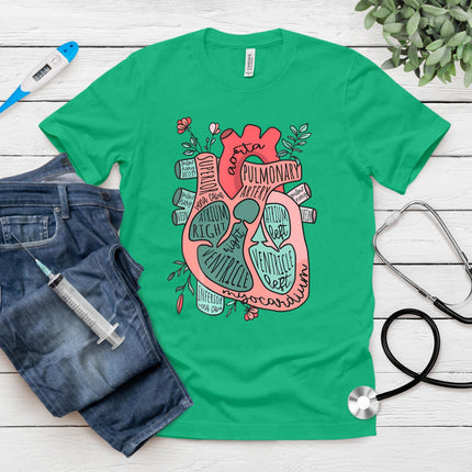 Anatomical Heart Cvicu Cardiac Nurse -Cardiology Human Heart T-Shirt