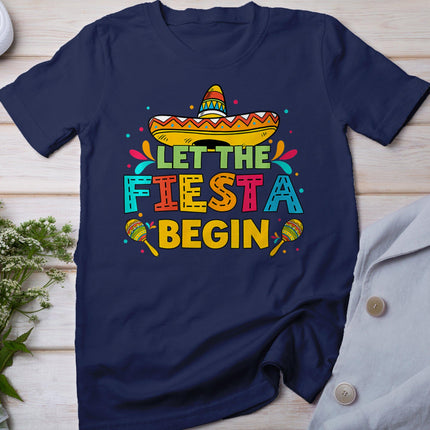 Womens Vintage Let The Fiesta Begin Funny Cinco De Mayo Mexican T-Shirt