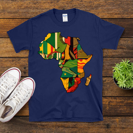 Africa Map African Kente Cloth Print Juneteenth Men Women T-Shirt