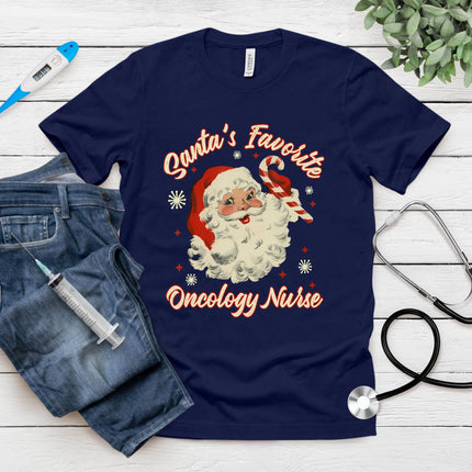 Santa's Favorite Oncology Nurse Vintage Christmas Chemo T-Shirt