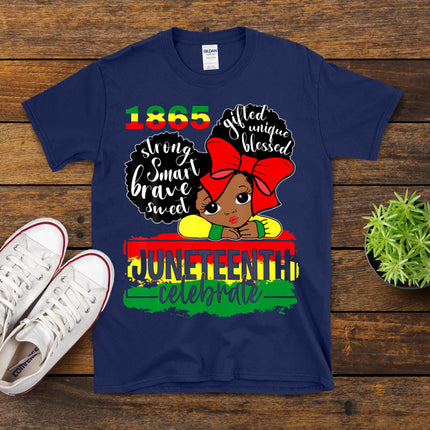 Black Girl Juneteenth 1865 Celebrate Indepedence Day Kids T-Shirt