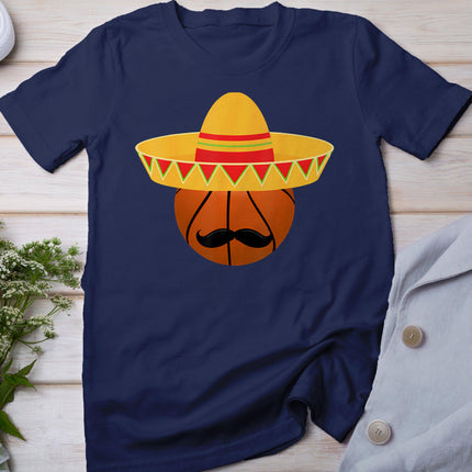 Basketball Sombrero For Cinco De Mayo Fiesta Celebration T-Shirt