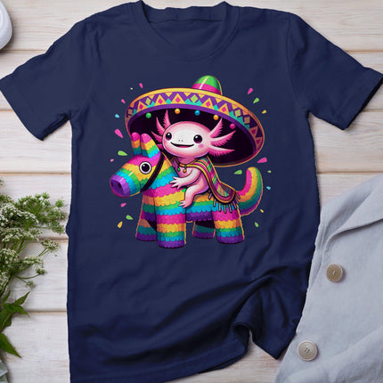 Axolotl Riding Pinata Cinco De Mayo Sombrero Poncho Funny T-Shirt