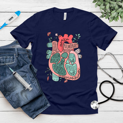 Anatomical Heart Cvicu Cardiac Nurse -Cardiology Human Heart T-Shirt