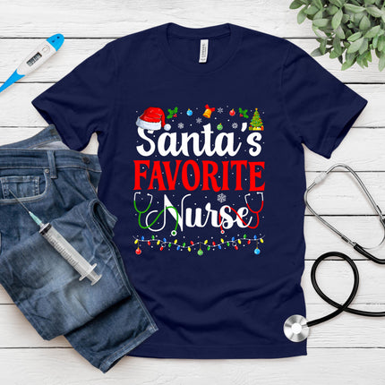 Santa's Favorite Nurse Christmas Nursing Christmas Nurse T-Shirt