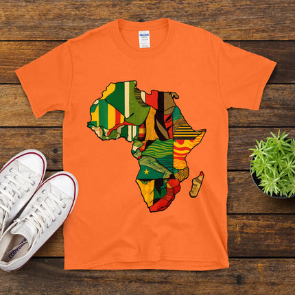 Africa Map African Kente Cloth Print Juneteenth Men Women T-Shirt