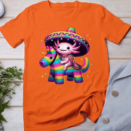 Axolotl Riding Pinata Cinco De Mayo Sombrero Poncho Funny T-Shirt