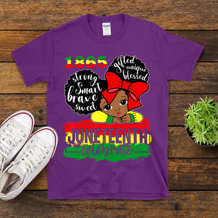 Black Girl Juneteenth 1865 Celebrate Indepedence Day Kids T-Shirt