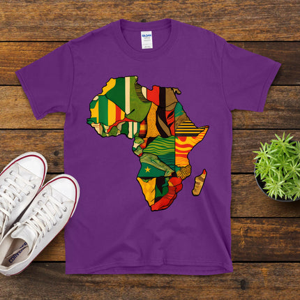 Africa Map African Kente Cloth Print Juneteenth Men Women T-Shirt