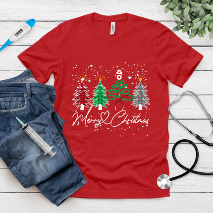 Nurse Christmas Tree Stethoscope Rn Lpn Scrub Nursing X-Mas T-Shirt