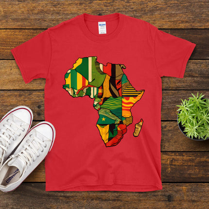 Africa Map African Kente Cloth Print Juneteenth Men Women T-Shirt