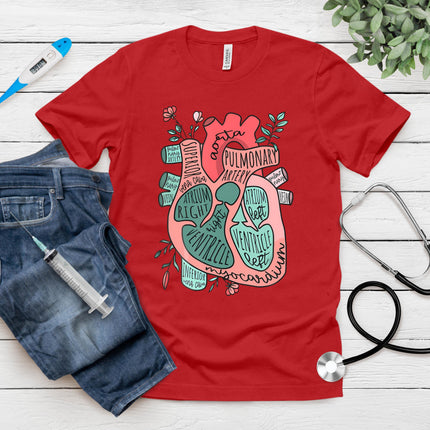 Anatomical Heart Cvicu Cardiac Nurse -Cardiology Human Heart T-Shirt