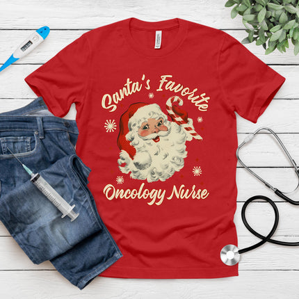 Santa's Favorite Oncology Nurse Vintage Christmas Chemo T-Shirt