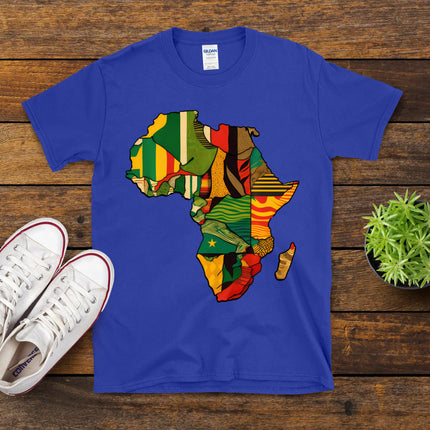 Africa Map African Kente Cloth Print Juneteenth Men Women T-Shirt