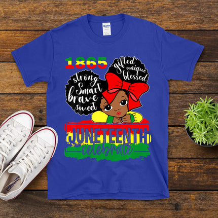 Black Girl Juneteenth 1865 Celebrate Indepedence Day Kids T-Shirt