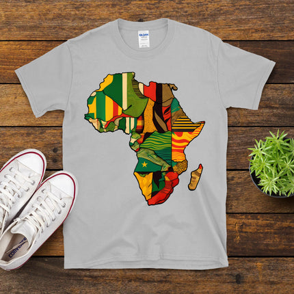 Africa Map African Kente Cloth Print Juneteenth Men Women T-Shirt