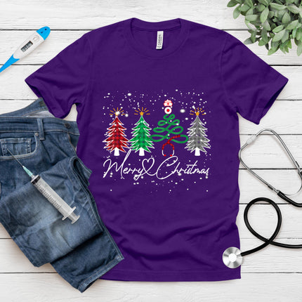 Nurse Christmas Tree Stethoscope Rn Lpn Scrub Nursing X-Mas T-Shirt