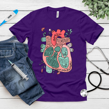 Anatomical Heart Cvicu Cardiac Nurse -Cardiology Human Heart T-Shirt