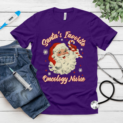 Santa's Favorite Oncology Nurse Vintage Christmas Chemo T-Shirt