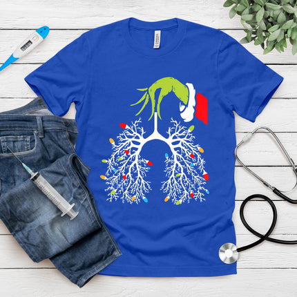 Christmas Nurse Lung Xmas Lights Funny Pulmonologist Xmas T-Shirt